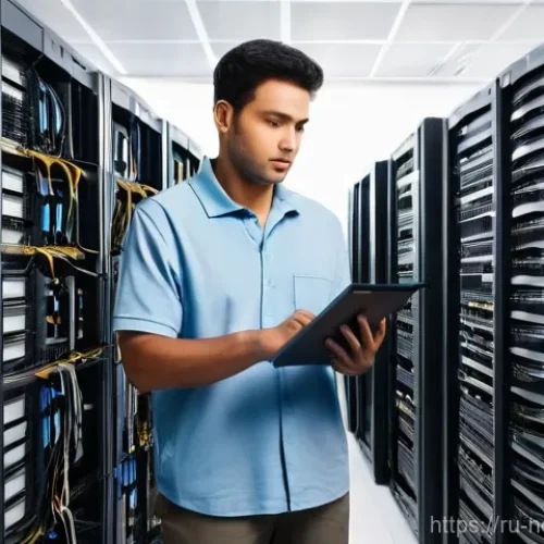 Home 20 네트워크 유지보수 비용 절감 전략 - **Prompt 1: The IT Infrastructure Audit**
A wide shot of a slightly messy, realistic IT server r...