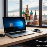 인터넷 서비스 제공자와 네트워크 관리 - A modern home office scene in a spacious Russian apartment, showing a young professional working on ...