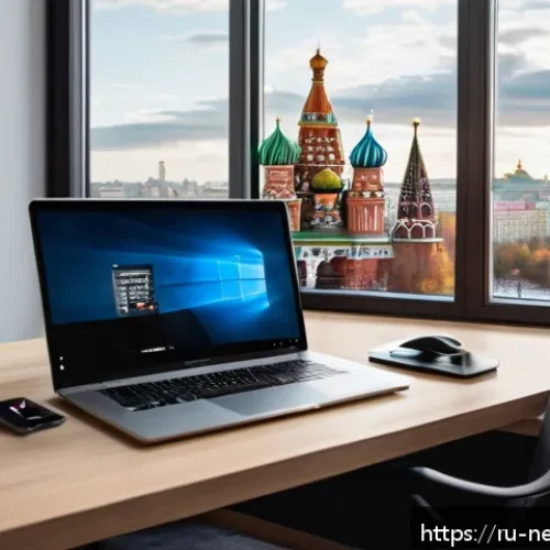 인터넷 서비스 제공자와 네트워크 관리 - A modern home office scene in a spacious Russian apartment, showing a young professional working on ...