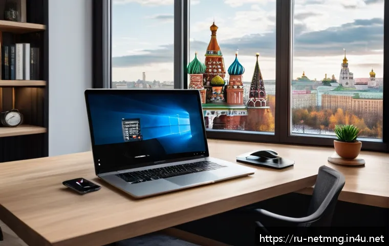 인터넷 서비스 제공자와 네트워크 관리 - A modern home office scene in a spacious Russian apartment, showing a young professional working on ...